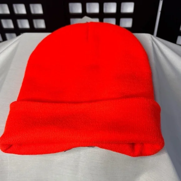 🟧NEW Two Carhartt Neon Orange Knit Beanies Hat A18 Cuffed Acrylic Watch Cap🟧 - Picture 6 of 9